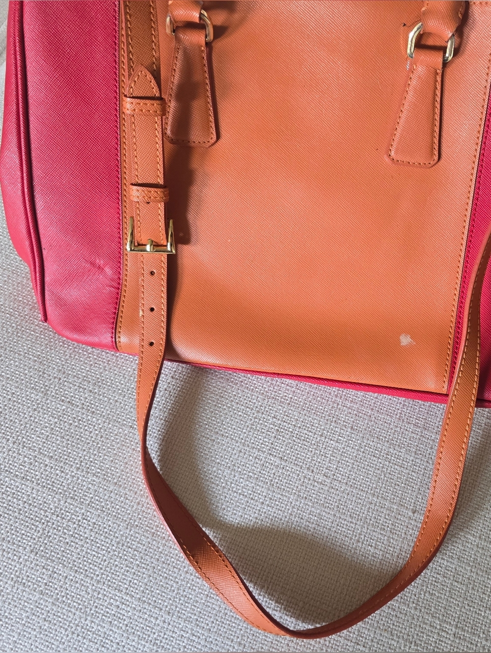 Prada bicolor saffiano leather tote bag w crossbody strap - Picture 11 of 16